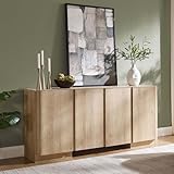 66' Large Sideboard Buffet Cabinet with Storage, 30' Tall Modern Kitchen Storage Cabinet, Adjustbale Shelf, Coffee Bar, Long Accent Table for Dining Room, Living Room, Entryway, Natural Oak
