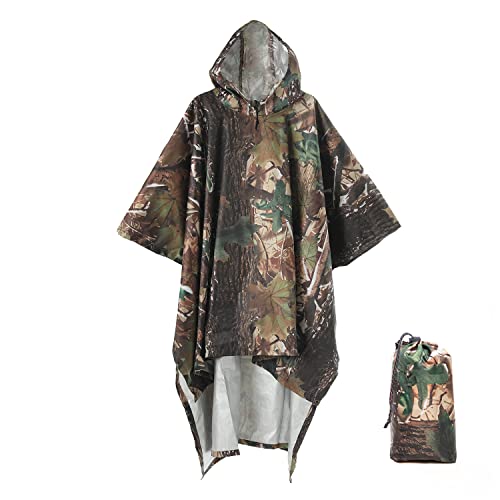 Cosmine Hooded Rain Poncho for Adult, Waterproof Lightweight Unisex Raincoat for Hiking Camping Emergency