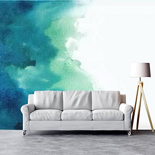 Modern Wallpaper Murals 3D Abstract Blue Watercolor Splash At Corner White Blue Watercolor For Peel And Stick Removable Self-Adhesive Pvc Wall Stickers For Nursery Kids Bedroom Tv Wall Decor #TOP25