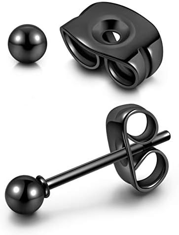 JOVIVI Silver Stud Earrings for Women Girls, 5 Pairs Stainless Steel Round Ball Stud Earrings Set, Hypoallergenic Barbell Earring Ear Studs Men Jewellery,Size: 3, 4, 5, 6, 8mm