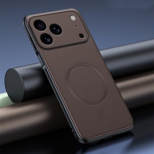 Étui en cuir iPhone 14 Pro marron de luxe avec protection appareil photo