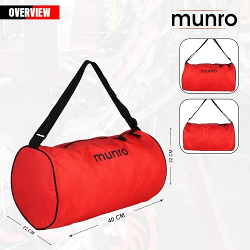 Image of MUNRO FIT PRO Lightweight Bag (RED) Gym, Unisex, Shoulder Bags for Men and Women, Fitness, Sports, Travel,Sports Kit,Duffle, Adventure Bag.