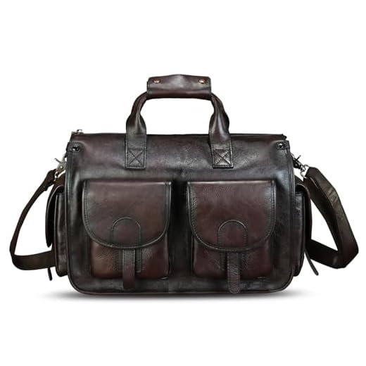 Bolsa mensageiro de couro genuíno e maleta masculina de couro verdadeiro, bolsa de ombro com alça superior para alça de laptop, Café