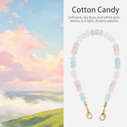 Image of POSADINA Natural Stone Phone Charm, Beaded Healing Phone Wrist Strap, Handmade Cellphone Chain Lanyard with Tether Tab