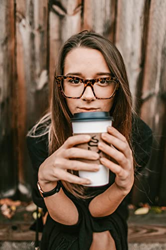 FEISEDY Square Cat Eye Reading Glasses Blue Light Blocking Women Fashion Cateye Reader B4121 (Brown Tortoise, 1.5x) — view 3