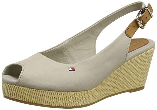 DESIGN PREMIUM: I sandali di qualità con tacco a zeppa convincono grazie al loro stiloso design; La bandierina Tommy Hilfiger ricamata lateralmente nonché l’inserto in pelle impreziosiscono la calzatura