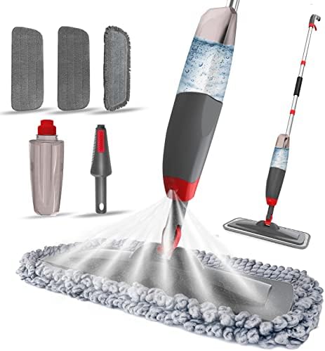 Spray Mop for Floor Cleaning - Microfiber Floor Mop with 3 Washable Pads,550ML Refillable Bottle, Reusable Flat Mop with Sprayer for Hardwood Laminate Wood Ceramic Floor Cleaning,Dry Wet Use