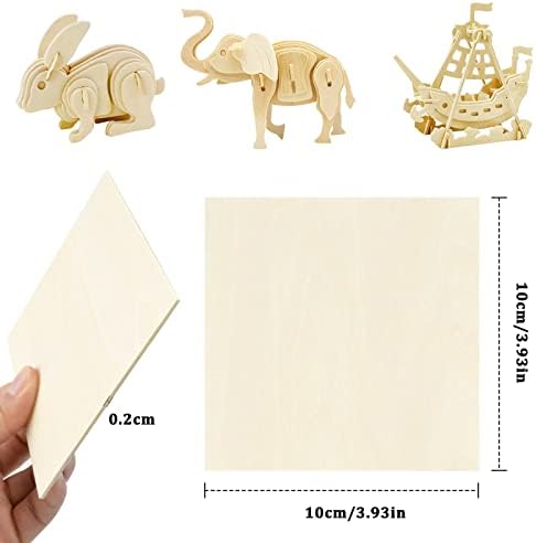 20Pcs Balsa Wood Sheets, 1.5mm Plywood Sheets, Thin Craft Wood Board, Unfinished Wood DIY Craft Project Ply Board for Hand-Made Project Mini House Building Architectural Model (100 x 100 x 1.5 mm)
