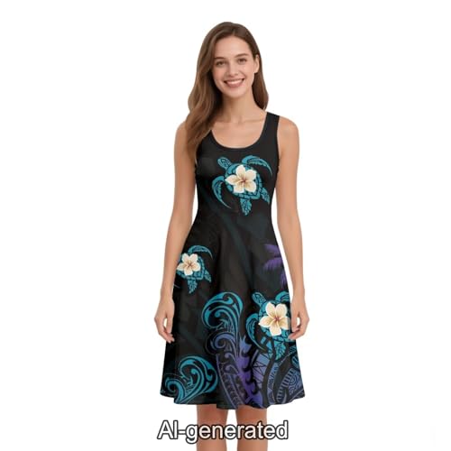 Image of Dreaweet Casual Sleeveless Dresses for Women Girls, Round Neck Tank Dresses with Pockets Summer Sundress Size XS-4XL