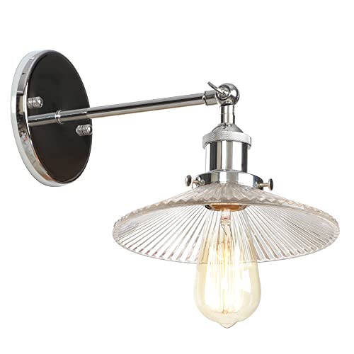 Sxxrdz Lampada da parete con paralume in vetro a