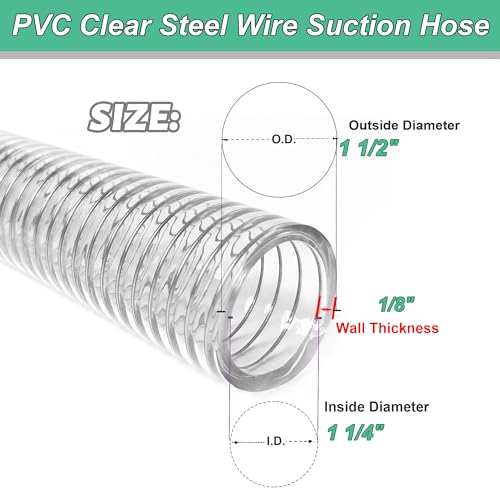 Image of 1-1 /4 inchid-25ft PVC Reinforced Tubing Steel Wire Suction Hose Vinyl Tubing