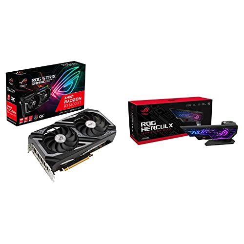 ASUS ROG-STRIX-RX6600XT-O8G-GAMING Graphic Card & ASUS ROG Herculx Graphics Card Anti-Sag Holder Bracket