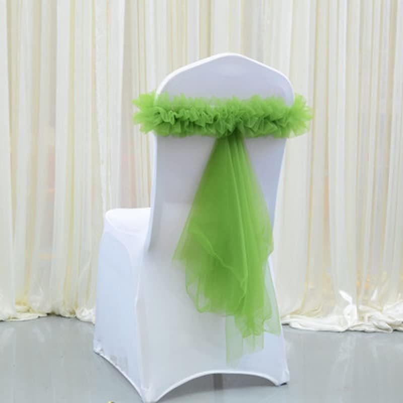 Wedding Chair Decoration Organza Chair Sash Flower Knot Band Gold/Blue/Pink/Purple Elastic Ribbon for Wedding Party Banquet 1pc-Green(Pink)