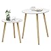 SONGMICS Tavolino Rotondo, Tavolino Moderno Minimalista, Set di 2 Tavolini da Caffè con Gambe in Legno di Pino, Stile Scandinavo, per Soggiorno Salotto Balcone, Bianco e Naturale LET07WN immagine