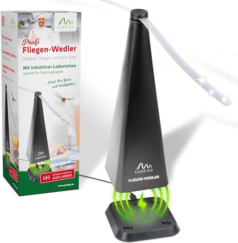 GARDIGO® Repellente Mosche Professionale con Base Ricarica USB | Scacciamosche Cibo per Casa, Giardino, Ristorante, Catering | Ventilatore da Tavolo Anti Mosche Esterno, Interno | Anti Moscerini