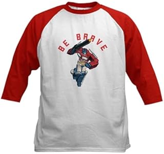 CafePress Optimus Prime Be Brave Kids Baseball Tee Kids Cotton Baseball Jersey, 3/4 Raglan Sleeve Shirt Red/White