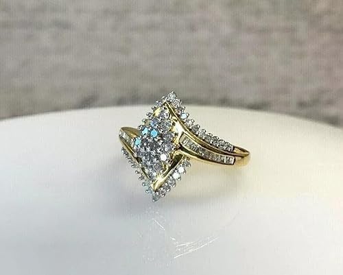 Purvika Jewels 3.50 Ct Marquise Shape Lab Created Diamond Cluster Ring, 14K White Gold Finish