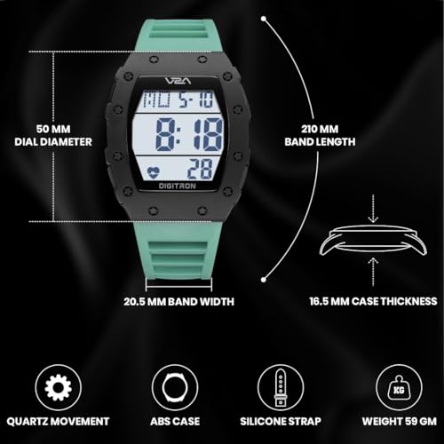 Image of V2A Digitron 2118 Tonneau Sports Watch for Men & Boys | Rugged Design | Big Dial | Alarm, Stopwatch, 12 /24H | 3 ATM Water Resistant | Luminous Display | Sports, Fitness, Outdoor & Training | Gifts for Men & Boy
