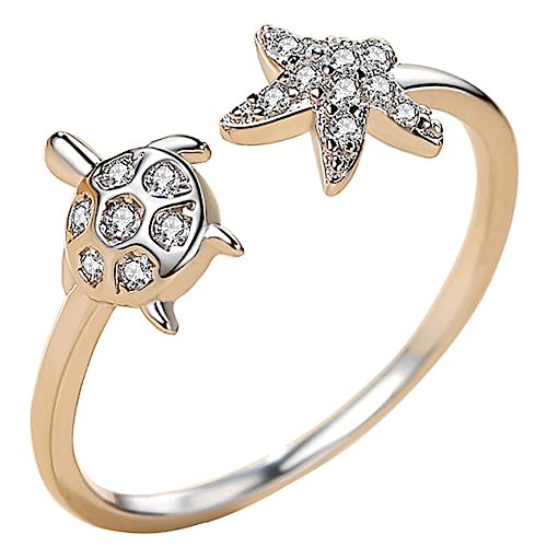 Bague tortue et étoile de mer en bijoux mignon pour femme J01360