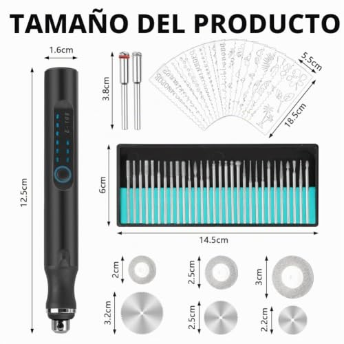 Miniatura 2 de Ainiv Grabado Pluma Herramientas Eléctrico, Recargable Inalámbrico Engraving Pen Por Usb, Diy Micro Grabador Con 30 Herramientas De Tallado Rotativas Para Tallar Vidrio, Madera, Metal, Piedra Negro