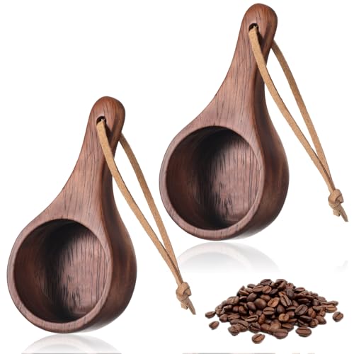 2 Pcs Coffee Scoop Short Handle Wooden Scoops for Canister