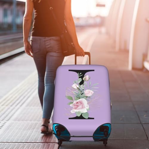 HAUYE Flower Letter I Purple Luggage Cover Elastic Washable Stretch Suitcase Protector Anti-Scratch Travel Suitcase Cover for Kid and Adult S (18-21 inch suitcase) by HAUYE - Used condition - Image 7
