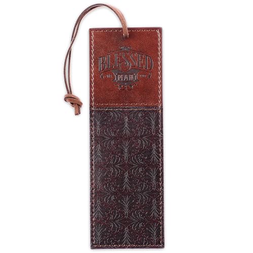 Christian Art Gifts Vegan Faux Leather Scripture Bookmark for Men: