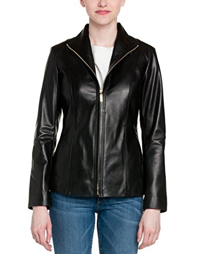 Cole Haan Women's Classic Leather Jacket, Black, X-Small #TOP15