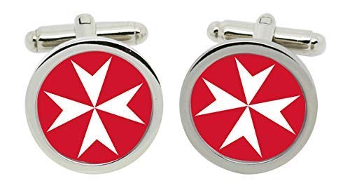 Diametro: 20 mm. Gift Shop - Gemelli a Forma di sovrano dell\'ordine Militare di Malta, in Scatola cromata