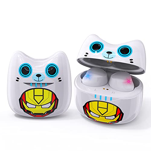 AMAFACE auricolari wireless per delle scuole Cuffie Bambini Bluetooth 5.0 Stereo Cuffie in Ear Earphones con Mic 36 Ore di Riproduzione, IPX5 Impermeabile Senza Fili per Android iOS, Bianco