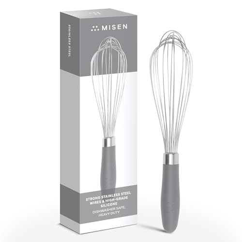 Misen Stainless Steel Balloon Whisk - Dishwasher Safe - Ergonomic Silicone Grip, Versatile Cooking...