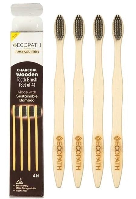 Ecopath | Wooden Toothbrush Pack Of 4| Soft Bristles | Anti-Bacterial | Bio-Degradable | Natural and Eco-Friendly | 100% Natural | Sustainable | Anti-Microbial (B0CQMB9M9P) Amazon Price History, Amazon Price Tracker