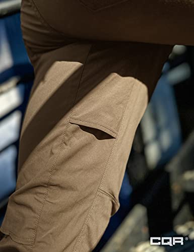 Cqr Men's Cool Dry Tactical Pants, Water Resistant Outdoor Pants, Lightweight Stretch Cargo/Straight Work Hiking Pants, Sedona Pants Coyote, 28W X 30L #TOP5