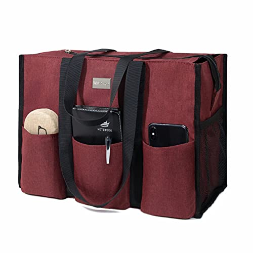 Utility water resistant tote bag with multiple pockets