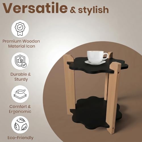 Image of Modern Flower Side Table, Home Decor for Living Room, Bed Side Tables for Bed Room, stools for Home, Furniture for Home, 2-Tier White Shelves