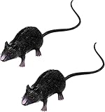 ZLmoue 2Pcs Halloween Rat Decor - Realistic Mouse Figure for Haunted House Props, Spooky Party Supplies and Gothic Tabletop Displays (Lifelike Rodent Statues)