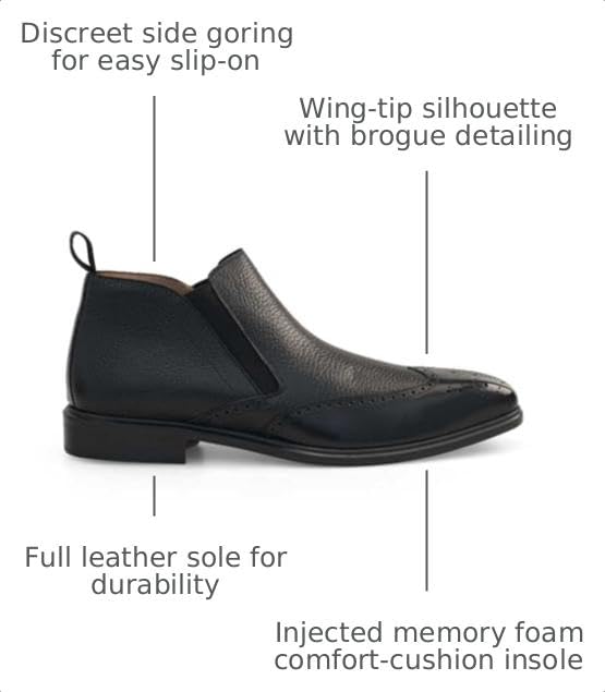Image of Mezlan - Wing Tip Demi Boot - Combination of Contrasting Shine & Textured Calfskin - Medium Width - Handcrafted in Spain