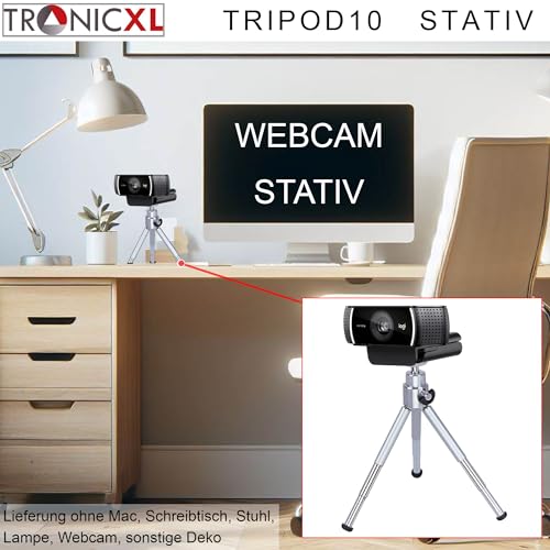 TronicXL Tripod 10W Stativ für Kamera Webcam kompatibel mit Logitech C920 Brio 4K C925e C922x C922 C930e C930 C615 Web Ersatzteil Zubehör Homeoffice Video AUKEY Microsoft LifeCam Studio Ständer