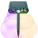 JIA LE Ultrasonic Animal Repeller, Solar Powered Outdoor Animal Repeller, Waterproof Motion Sensor Cat Repellent, Deterrent Chaser Protect Farm Garden Yard (9N)