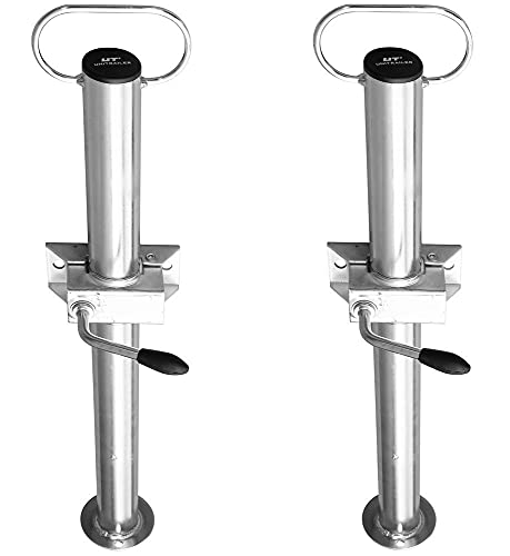 UNITRAILER ensemble 2 supports fixes avec collier tube 48 mm hauteur 600 mm charge totale 300 kg acier electro galvanise vis M10 pour remorque stationnement chargement stabilisation