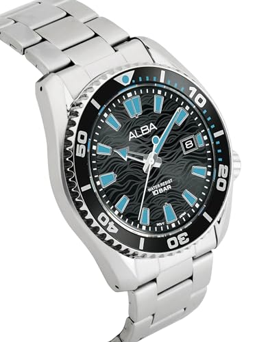 ALBA Stainless Steel Men Analog Wristwatch As9R71X1, Black Dial, Silver Band - Image 3
