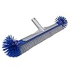 Poolvio Professional 17.5" Floor & Wall Pool Cleaning Brush with Tough Around Nylon Bristles, EZ Clip Aluminum Handle- Easily Sweep from Walls, Floors, Steps