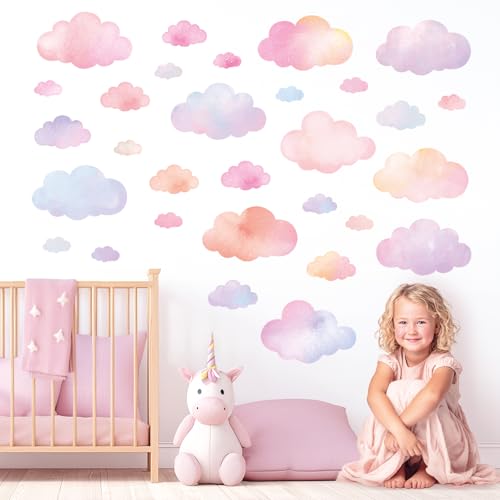 DECOWALL DS4-8094 Pastel Cloud Wall Stickers – Watercolor Sky Decals