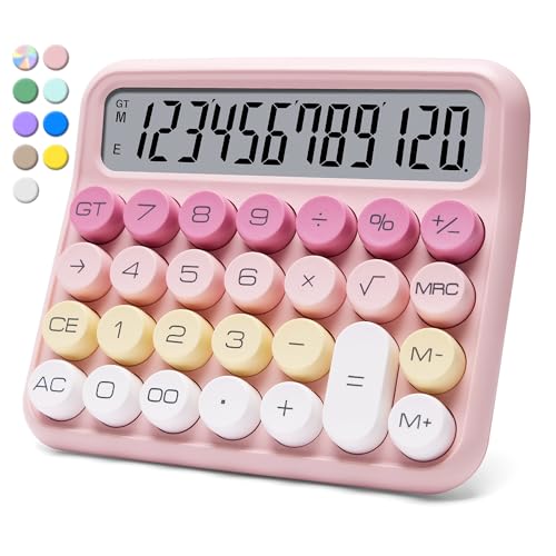 VEWINGL Mechanical Switch Calculator, 12 Digit Large LCD Display and Buttons, Great for Everyday Life and Basic Office Work, with Battery
