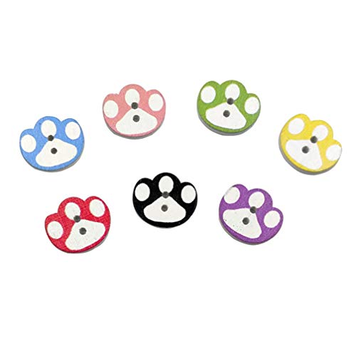 Heallily 50Pcs Wooden Buttons Multicolor Pawprint Buttons Decorative Buttons Embellishments 2 Holes Buttons For Diy Sewing Crafting Clothing #TOP25
