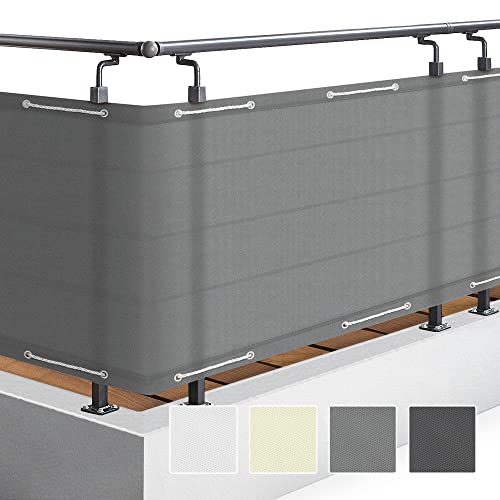 Sol Royal Malla ocultacion Mallas Protección Visual Balcon SolVision PB2 PES Pantalla Opaca 100x500 cm Gris balcón privacidad con Ojales Cuerdas