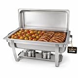 Warmhaltebehälter für Essen GN 1/1, Chafing Dish Edelstahl 9 L, Rechaud | Großer Buffetwärmer mit GN-1/1-Behälter & Deckel, Speisenwärmer mit Wasserbad, für Grillgut, Buffet, Catering & Events