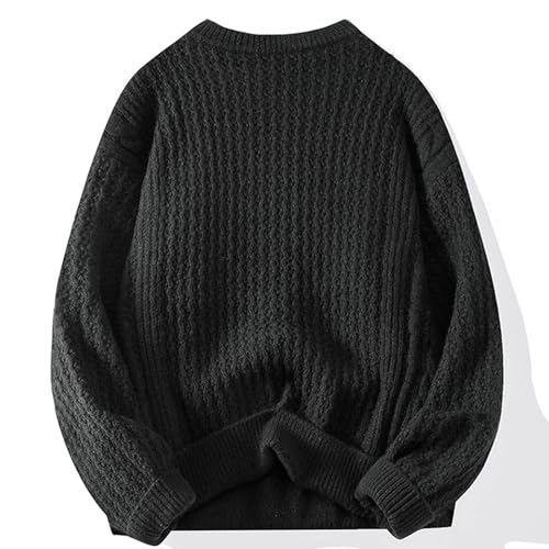 Men's Cable Crewneck Sweater Winter Casual Sweater Men Knitted Pullover Sweaters with Ribbing Edge Chunky Pullovers4