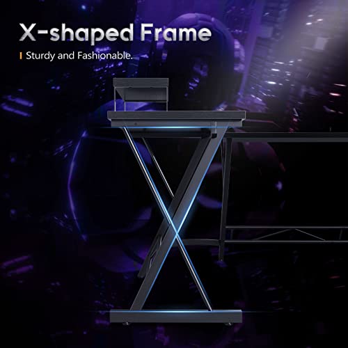 Casaottima L Shaped Gaming Desk, Home Office Desk With Round Corner, Computer Desk With Large Monitor Stand Desk Workstation, 51 Inches #TOP6