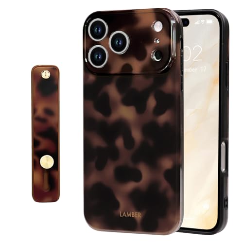 NITITOP Compatible for iPhone 17 Pro Case with Wrist Strap Cute Stylish Leopard Print Amber Tortoise for Women Girls Men Soft TPU Shockproof Protective Cover - Brown Leopard by NITITOP - Used condition - US$9.19